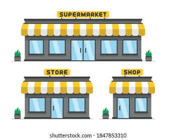 Store or shop facade. Store, Shop, Supermarket icon. Flat Style. isolated on white background
