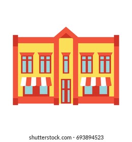 Store shop front window building color icon