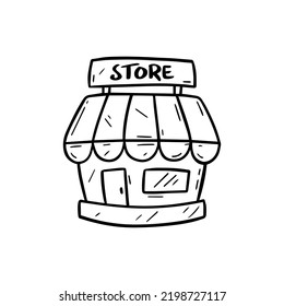 store shop hand drawn doodle sketch illustration icon vector