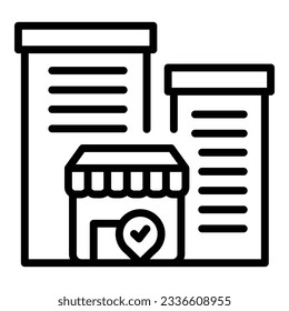 Store shop icon outline vector. Pin map. Gps mall