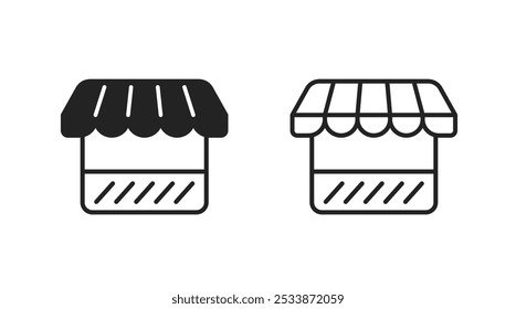 Shop-Symbol einfache Vektorgrafik-Illustrationssatz, minimale Schaufenster Symbol Zeichen Piktogramm, Schaufenster Markt Silhouette Bild Clip Art