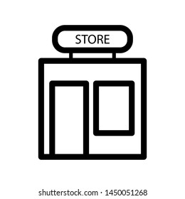 Store shop icon , template logo design emblem isolated illustration , business building retail , outline solid background white