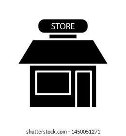 Store shop icon , template logo design emblem isolated illustration , business building retail , outline solid background white