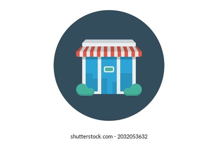 Store, shop icon vector. Mini-market, shopping symbol . Sale, customize and buy sign for website. Grocery, storage, delivery illustration. Retail, shipping icon.