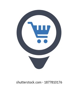 Icono de ubicación de tienda de almacenamiento (ilustración vectorial)