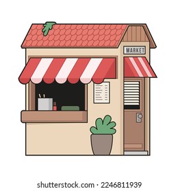 Store, shop, market building vector illustration
