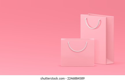 Tienda tienda tienda venta de publicidad comercial descuento banner rosa 3d ilustración vectorial realista. Oferta especial de aprobación de comercialización compra moda anuncio de invitación de vacaciones