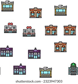 store shop retail market vector seamless pattern thin line illustration