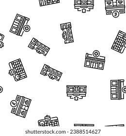 store shop retail market vector seamless pattern thin line illustration