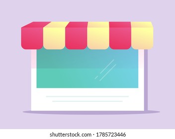 Store shop retail storefront vector flat cartoon building illustration, idea of restaurant or cafe boutique market front window isolated