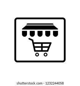 Store with shopping cart icon - black