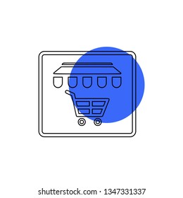 Store with shopping cart icon - vector
