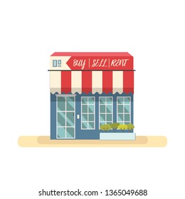 Store shopping design vector.Beautiful building isolated white background.Facade store market.