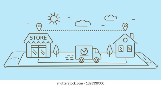 Store shopping and home delivery concept