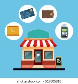 Store and shopping icon set design