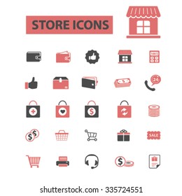 store, shopping, retail, sales  icons, signs vector concept set for infographics, mobile, website, application
