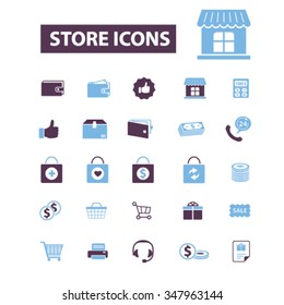store, shopping, retail, sales  icons, signs vector concept set for infographics, mobile, website, application
