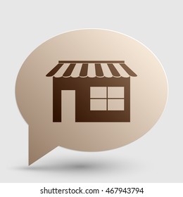 Store sign illustration. Brown gradient icon on bubble with shadow.