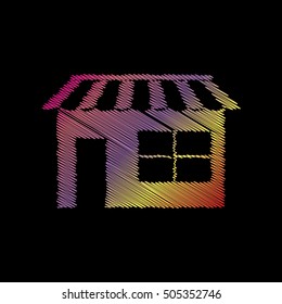 Store sign illustration. Coloful chalk effect on black backgound.