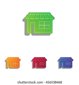 Store sign illustration. Colorfull applique icons set.