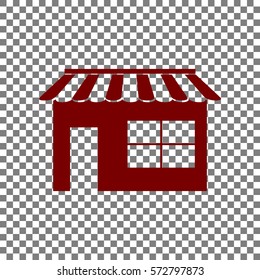 Store sign illustration. Maroon icon on transparent background.