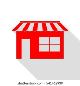 Store sign illustration. Red icon with flat style shadow path.