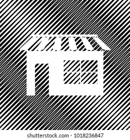 Store sign illustration. Vector. Icon. Hole in moire background.