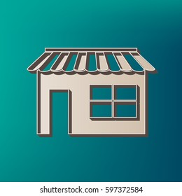 Store sign illustration. Vector. Icon printed at 3d on sea color background.
