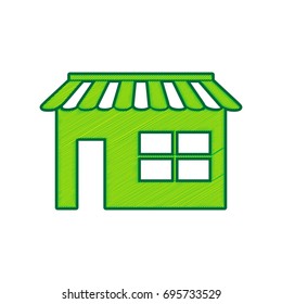 Store sign illustration. Vector. Lemon scribble icon on white background. Isolated