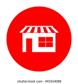 Store sign illustration. White icon on red circle.