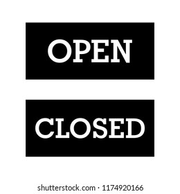 Store sign with text "OPEN" / "CLOSED" for hanging sign at store front door
