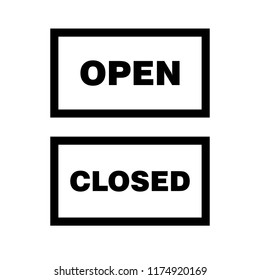 Store sign with text "OPEN" / "CLOSED" for hanging sign at store front door