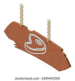 Store signboard icon isometric vector. Ancient street wooden signboard of store. Information concept, direction sign