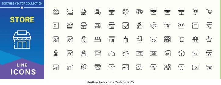 Store simple icon set. Modern icons collection. Vector collections. Business vector icon set. Featuring shopping, purchase, market, business, product and more.