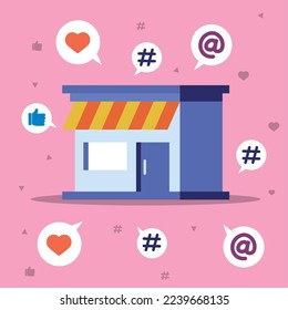 store and social media marketing icons