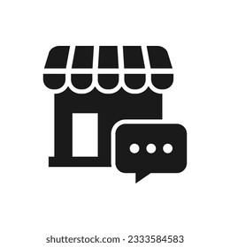 Store with speech bubble. Contact seller icon flat style isolated on white background. Vector illustration