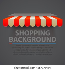 Store striped awning modern background, Shopping background, Vector illustration