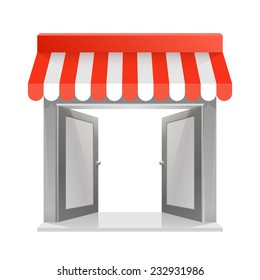 Store Striped Awning. Vector Illustration