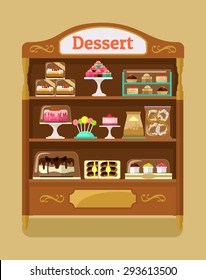 Store sweets. Vector flat illustration