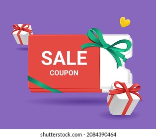 A store that opens an event and offers coupons and gifts for Christmas illustration set. ribbon, sale, heart, benefit. Vector drawing. Hand drawn style.