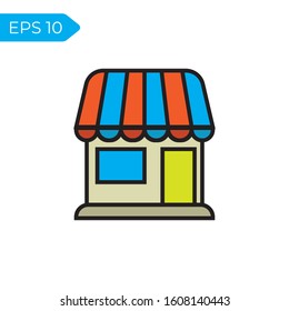Store thin line color icon design for business and advertising 