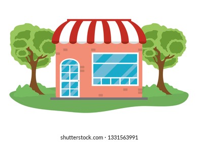 store with trees