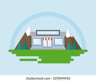 store and trees icon