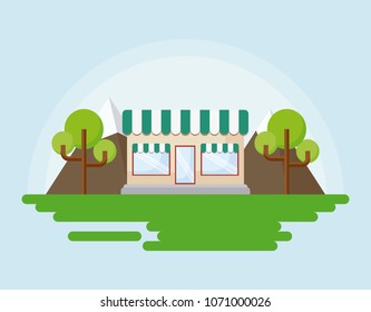 store and trees icon