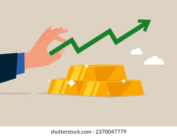 Wertaufbewahrung in der Krise. Anstieg der Goldpreise bei den Investitionen auf den Handelsmärkten. Vektorgrafik