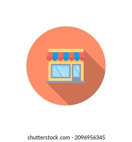 Store vector icon business, flat design, long shadow