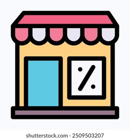 Store Vector Icon, E Commerce Store Building Icon. Isolated Lineal Color Vector Icon.