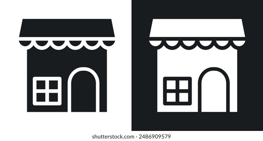 Store vector icon set in solid black and white color