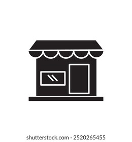 Ícone de vetor de loja, simples ilustração de estilo trendy preto plano para web e app.