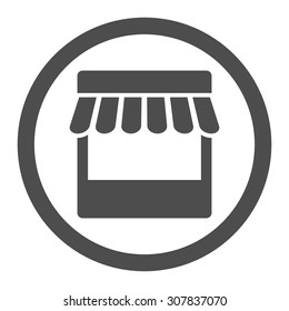 Store vector icon. This rounded flat symbol is drawn with gray color on a white background.